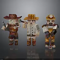 Stylish Colorful Pixel Art Game Characters With Different Hats And Outfits