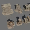 Building Components Of Collapsed Structures With Ruined Walls And Damaged Floors