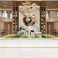 Luxury New Chinese Style Sales Office With Marble Decor And Real Estate Sand Table