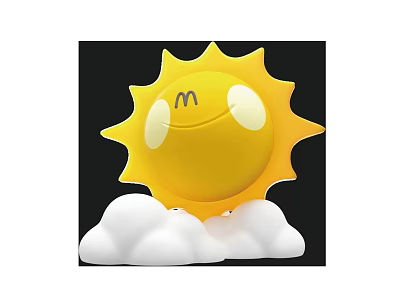 Yellow Sun Shaped Commercial Advertising Device With M Logo And White Cloud Base 3d model Yellow Sun Shaped Commercial Advertising Device With M Logo And White Cloud Base 3d model