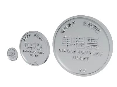 Silver Round Single Journey Ticket Tokens In Different Sizes 3d model