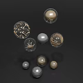 Decorative Photo Check In Spot With Transparent Spheres Golden Particles Plants And Metallic Textures
