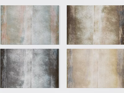 Vintage Textured Square Rugs in Multicolor Rustic Patterns for Home Decor 3d model