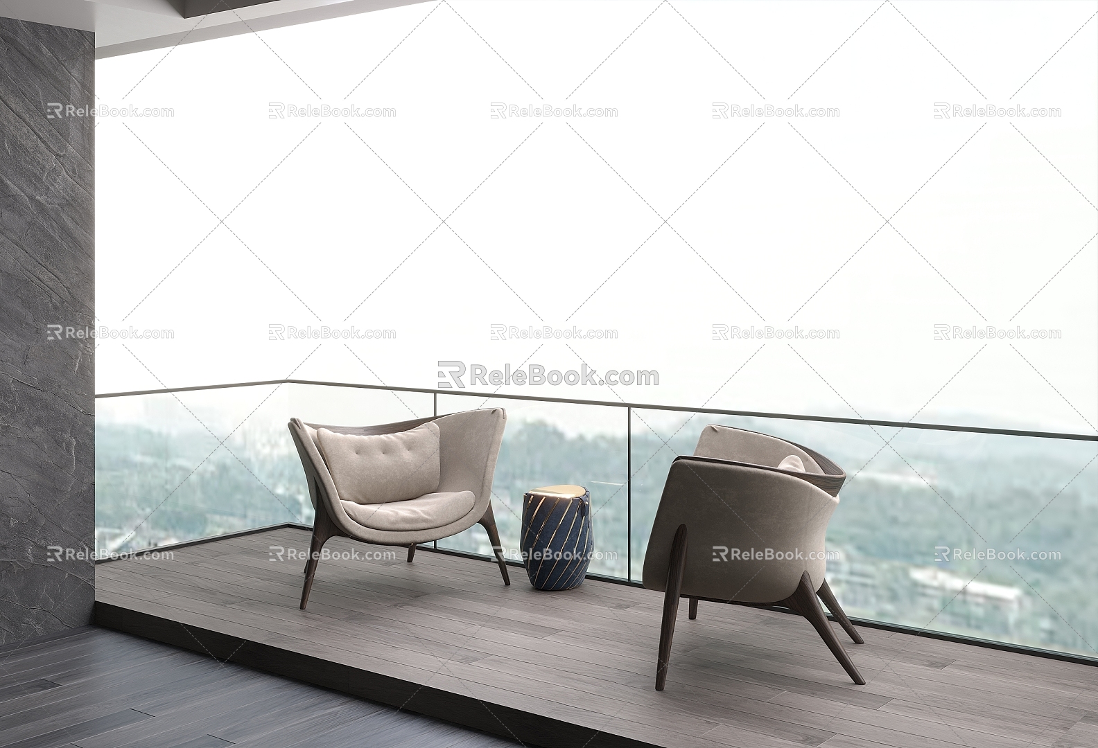 Balcony single seat coffee table 3d model