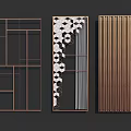 Modern Decorative Partition Designs With Geometric Grid Hexagonal Pattern And Vertical Slats 3d model