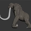 Woolly Mammoth Prehistoric Game Character With Long White Tusks And 3D Model Design