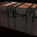 Industrial Metal Cargo Boxes With Secure Latches And Worn Texture Design 3d model
