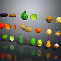 Various Fresh Colorful Fruits Including Avocado Lemon Orange And More With Reflections