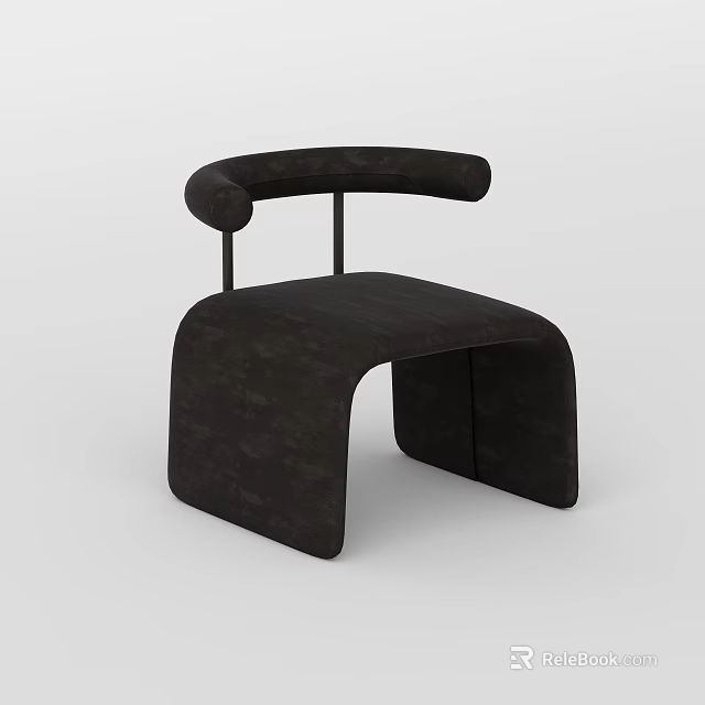 Modern Black Leisure Chair With Curved Arms And Unique Smooth Line Design 3d model 