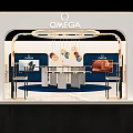 Omega Exhibition Booth Modern Design Photo Check in Spot with Hanging Lights Decor