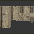 Multi Level Wooden Scaffolding Structure With Planks Support Posts And Ladder