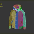 Light Green Hooded Jacket With Light Blue Cuffs And Button Front Casual Style 3d model