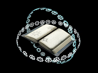 Open Book Surrounded By Elegant Blue And White Decorative Patterns 3d model