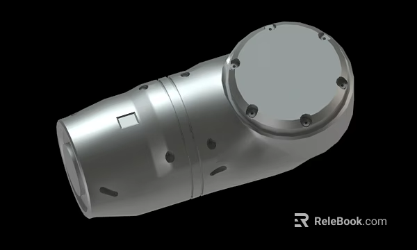 Silver Metallic Mechanical Component Featuring Cylindrical Body Circular Cover And Screw Holes 3d model 