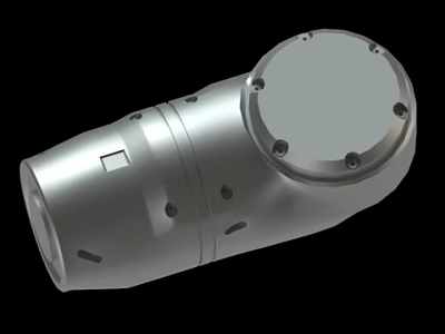 Silver Metallic Mechanical Component Featuring Cylindrical Body Circular Cover And Screw Holes 3d model