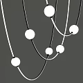 Modern Minimalist Chandelier With White Spheres And Black Hanging Cords