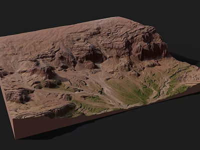 Garden Landscape Terrain Model Featuring Mountainous Terrain Green Vegetation And Pathways 3d model