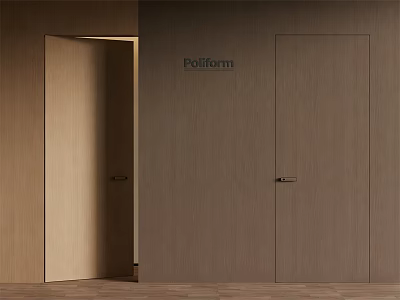 Modern Wooden Hinged Doors With Sleek Flush Surface For Interior Design 3d model