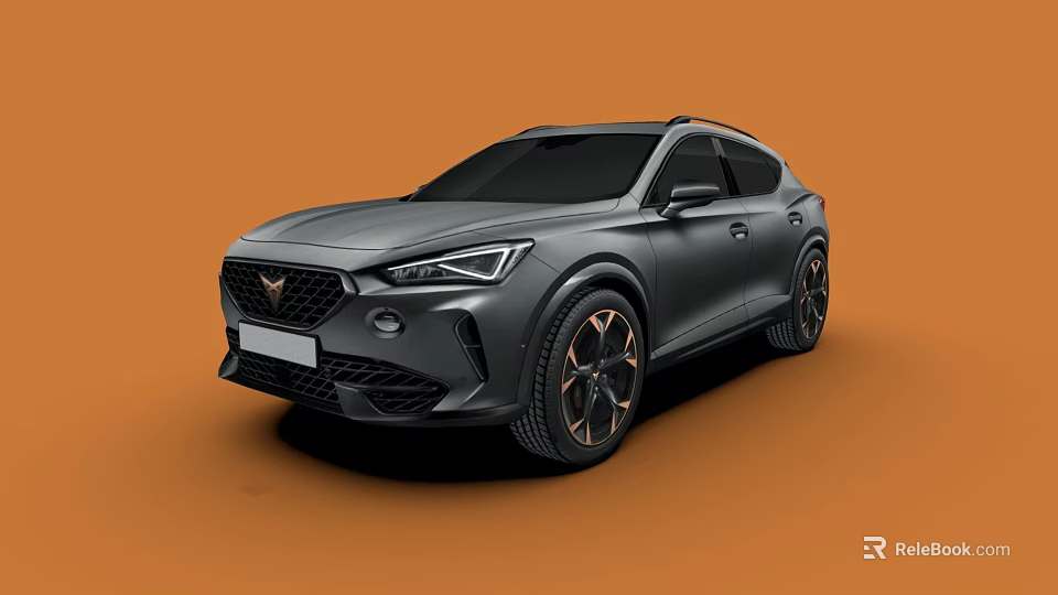 Gray Sporty SUV With Sleek Exterior Design And Black Wheels On Orange Background 3d model 