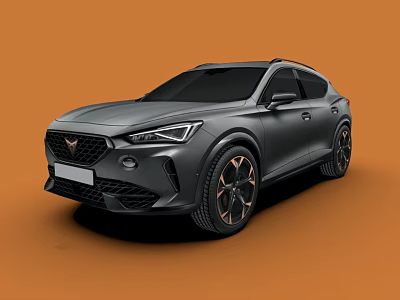 Gray Sporty SUV With Sleek Exterior Design And Black Wheels On Orange Background 3d model