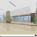 Government Service Hall Interior Featuring Service Counters Waiting Chairs Large Windows And Marble Floor