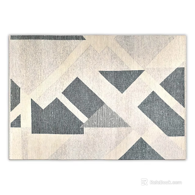 Square Area Rug with Modern Geometric Patterns Gray and White Textured Design 3d model