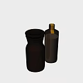 Two Dark Bathroom Accessories Bottles With Golden Cap For Bathroom Use
