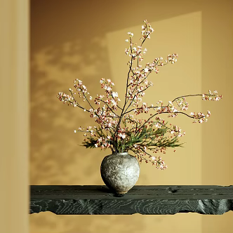 New Chinese Floriculture Ornaments Song's Aesthetic Art Flower Artisan Bonsai Flowers Flower Artisan Vase Desktop Ornaments 3d model