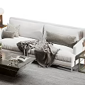 Modern double sofa coffee table combination 3d model