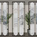 screen partition decorative landscape painting screen partition 3d model