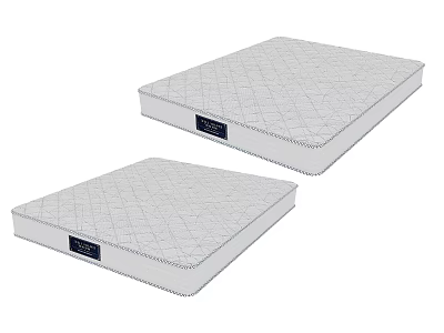Two Modern White Mattresses With Diamond Pattern And Brand Labels 3d model