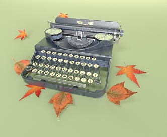 Modern typewriter e-commerce business background 3d model