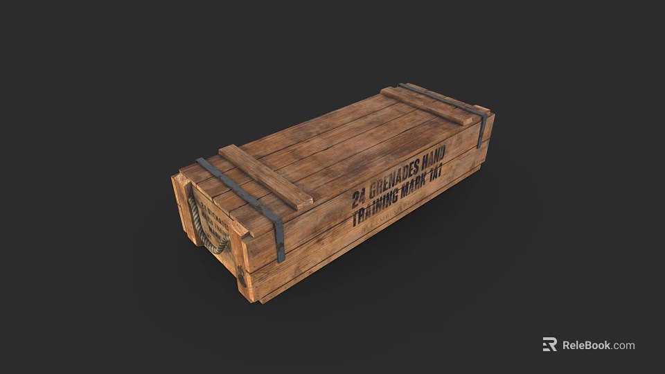 24 Wooden Crate With Metal Straps For United States Transportation Corps 3d model 
