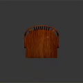 Stylish Red Wooden Office Chair With Armrests And Wheeled Base Structure