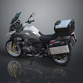 Adventure Touring Motorcycle With Windshield Side Cases Top Case And Silver Gray Finish