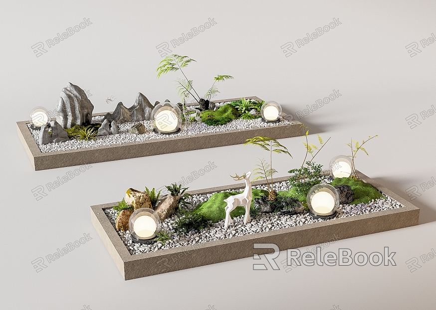 Modern courtyard sketch interior landscape landscaping plant combination plant pile micro landscape model