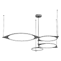 Minimalist Pendant Light With Multiple Circular Shades Black Frame White LED Light Hanging From Ceiling 3d model