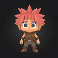 Cute 3D Cartoon Character With Pink Spiky Hair Big Eyes And Brown Outfit