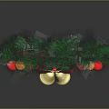 Festive Christmas Evergreen Wreath With Red Gold Ornaments Gold Bells And Red Bow