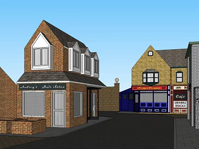 European commercial street 3d model