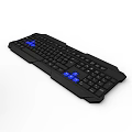 Black Computer Keyboard With Blue Function Keys And Standard Layout Design 3d model