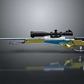 Modern Sniper Rifle With Sniper Scope Yellow And Blue Components