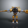 Mechanical Character With Gold Silver Armor Helmet And Arm Mechanisms