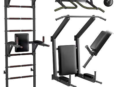 Multifunctional Sports Equipment For Home Gym With Pull Up Bar Ab Bench And Exercise Ball 3d model