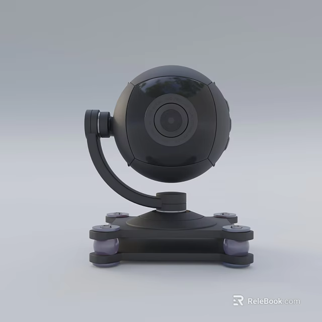 Black Spherical Surveillance Camera With Stable Mounting Base And Bracket Design 3d model 