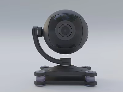 Black Spherical Surveillance Camera With Stable Mounting Base And Bracket Design 3d model