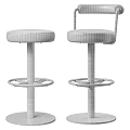 Modern Brown Leather Upholstered Swivel Bar Stool Chair With Sturdy Metal Footrest For Kitchen Counter