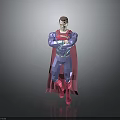 3D Model of Superman With Blue Costume Red Cape and Arms Crossed Pose