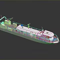 White Boat 3D Model With Long Hull Deck Cockpit Railings Equipment Gray Background And Reflection