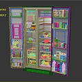 Open Door Refrigerator Freezer with Spacious Compartments Stocked Fresh Food Drinks